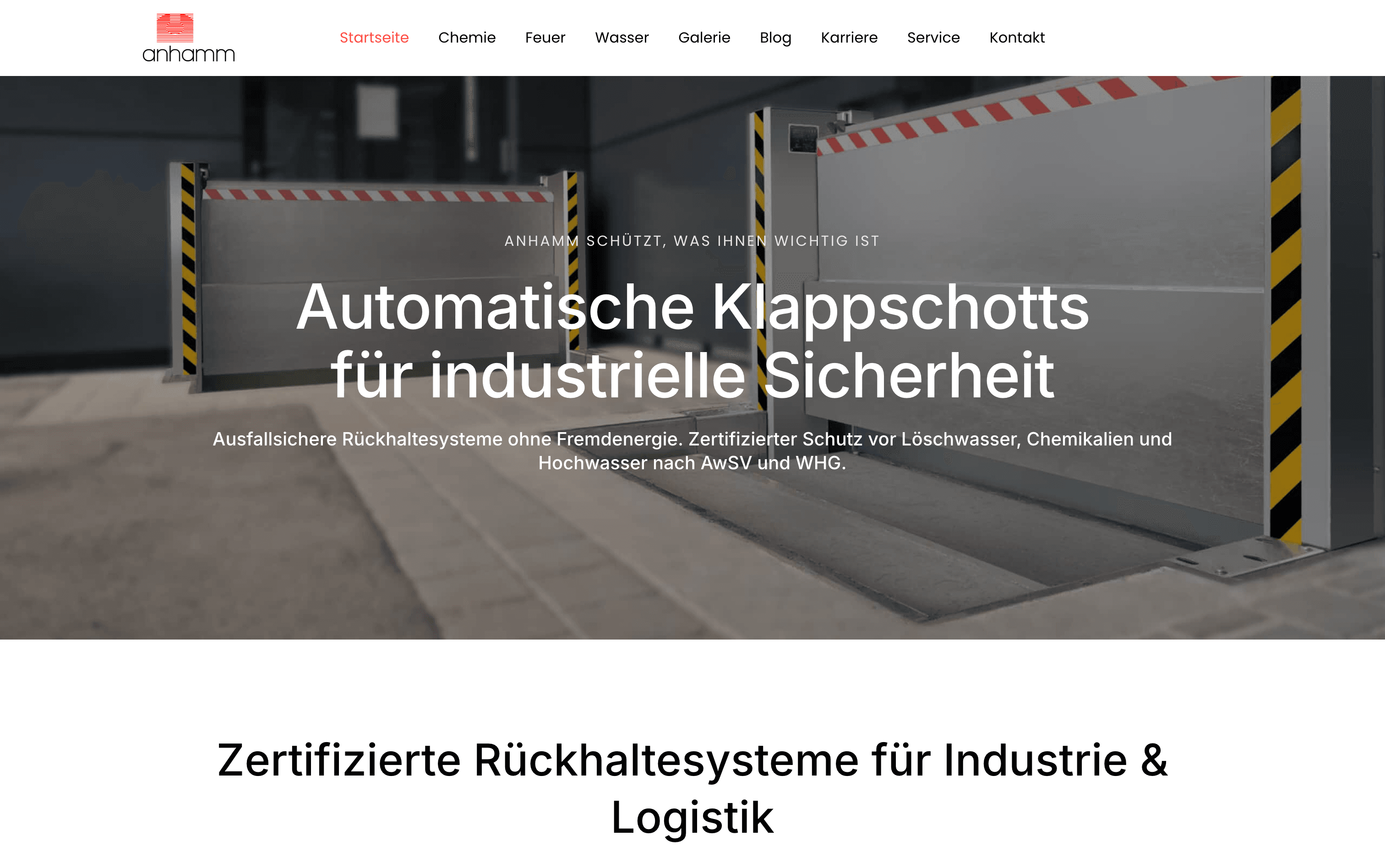Anhamm website homepage