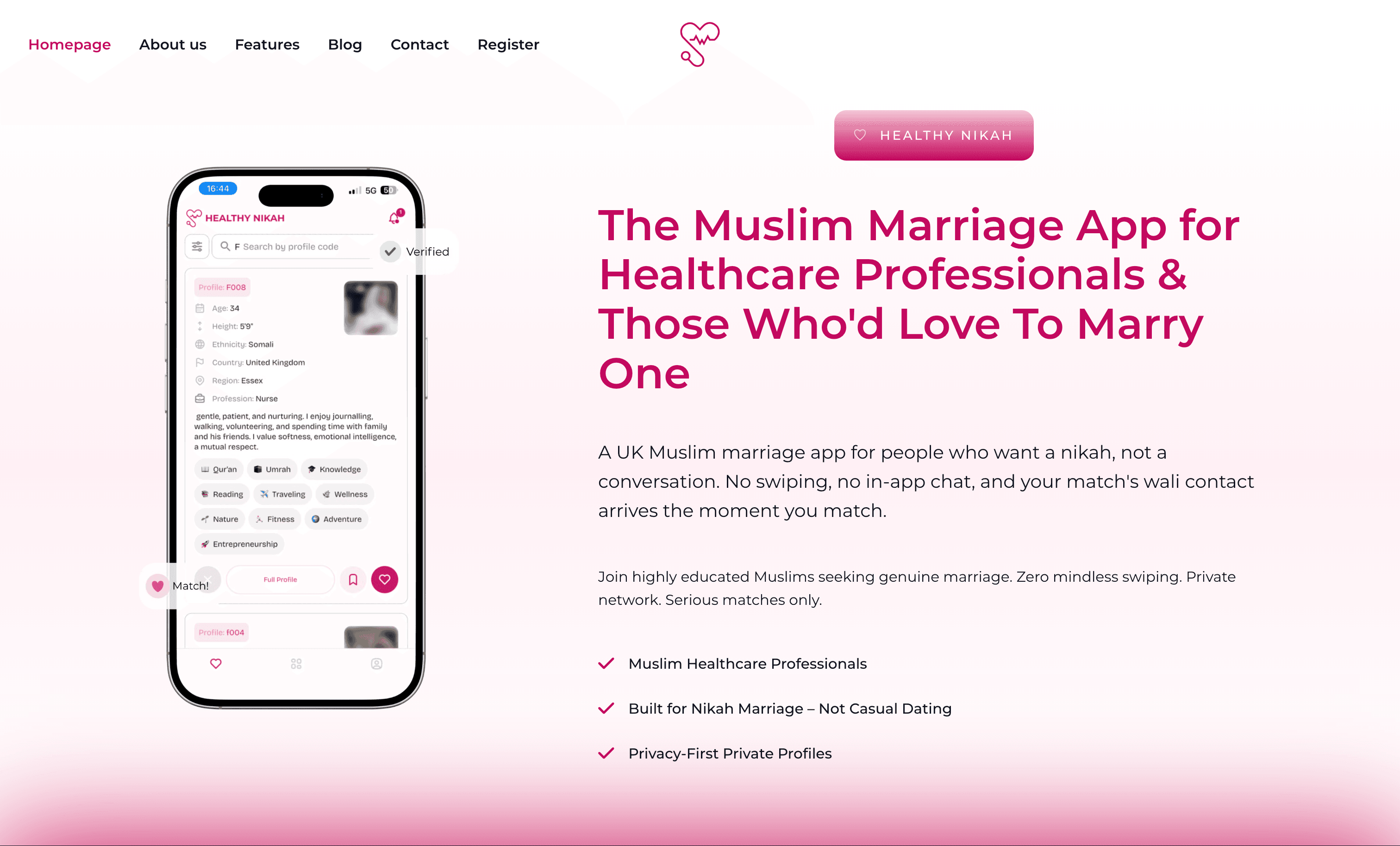 Healthy Nikah website screenshot 1